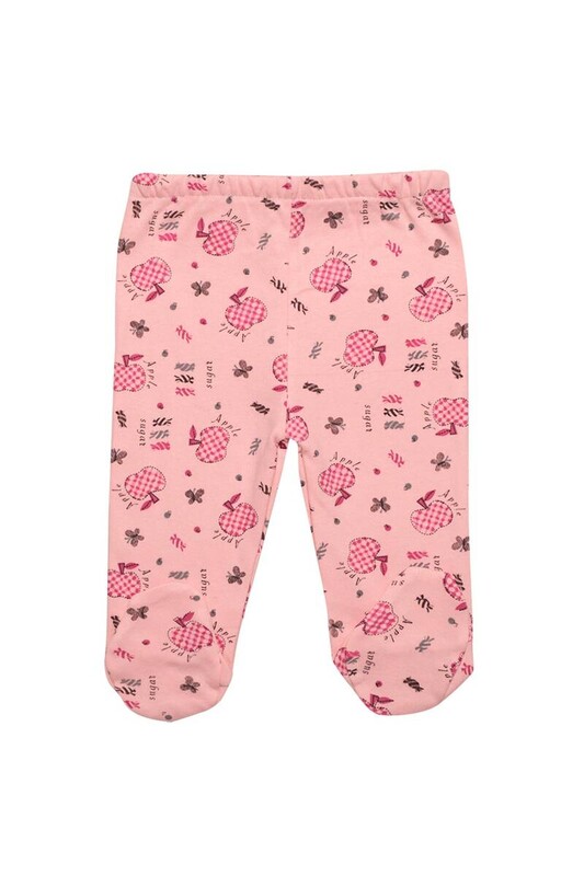 Elma Baskılı Bebek Takımı 3'lü 4223 | Pembe - Thumbnail