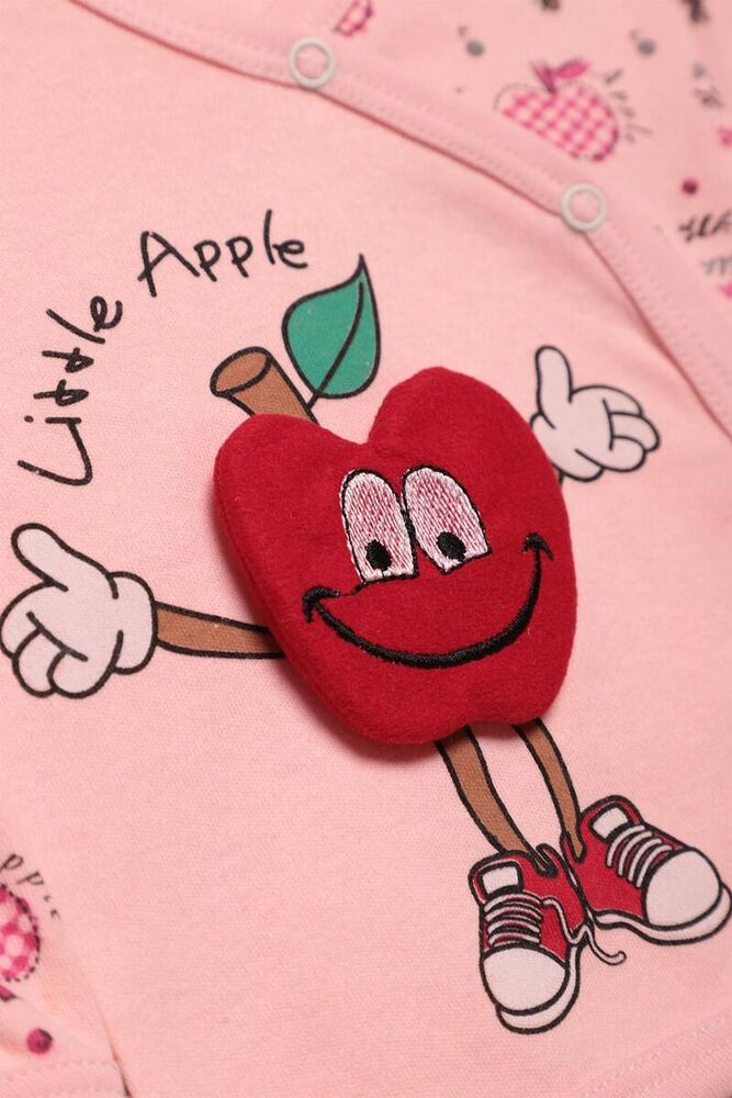Elma Baskılı Bebek Takımı 3'lü 4223 | Pembe Elma Baskılı Bebek Takımı 3'lü 4223 | Pembe