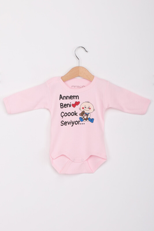 Annem Beni Çok Seviyor Uzun Kollu Zıbın | Pembe - Thumbnail