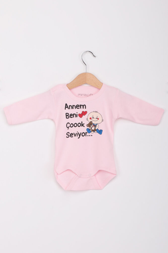 Annem Beni Çok Seviyor Uzun Kollu Zıbın | Pembe