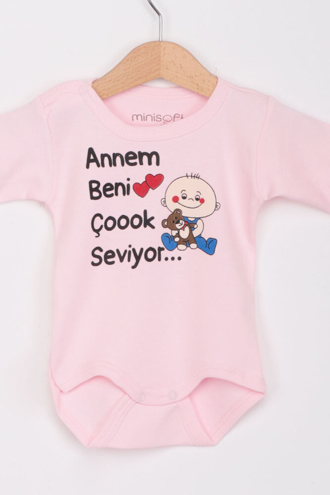 Annem Beni Çok Seviyor Uzun Kollu Zıbın | Pembe