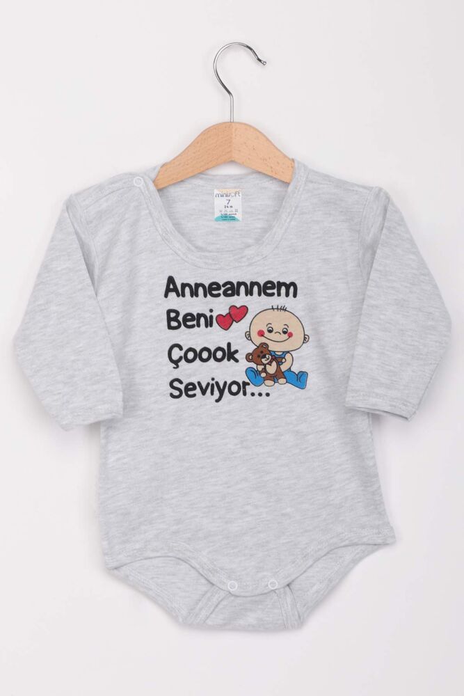 Anneannem Beni Çok Seviyor Uzun Kollu Zıbın | Gri