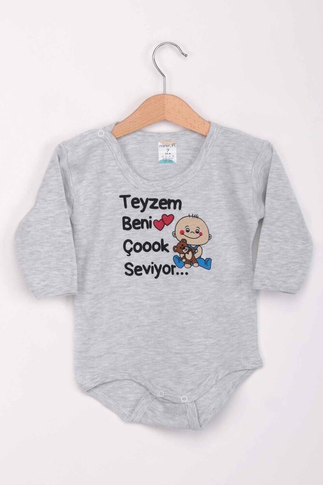Teyzem Beni Çok Seviyor Kız Bebek Uzun Kollu Zıbın | Gri