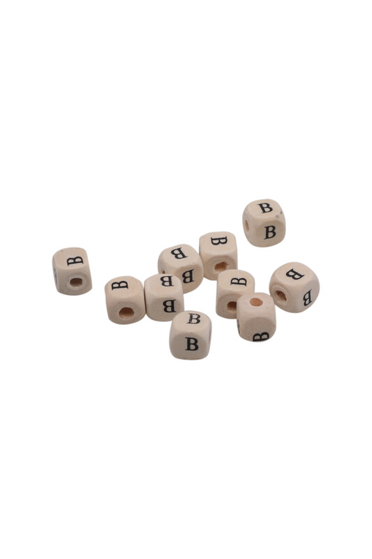 SİMİSSO - Harf Ahşap Boncuk 10 mm 10 Adet | B
