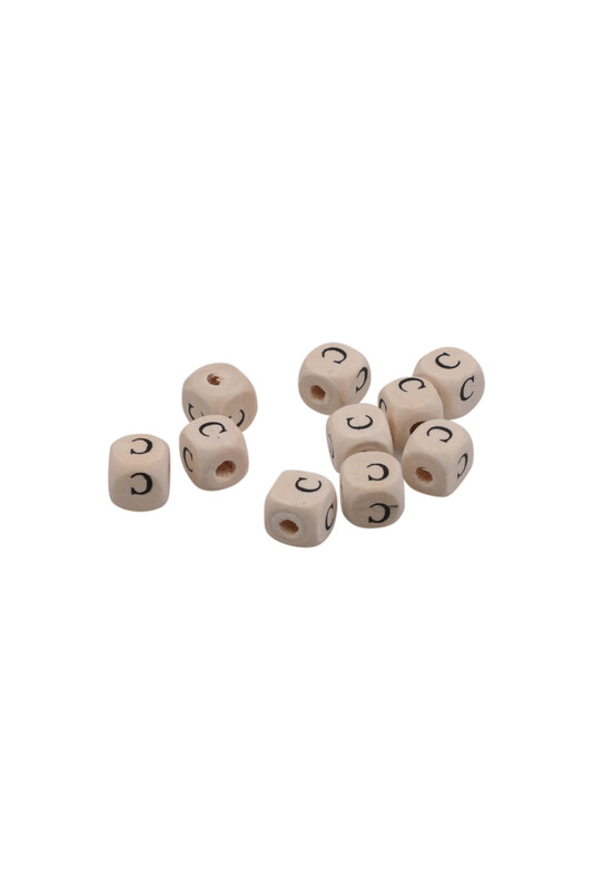 SİMİSSO - Harf Ahşap Boncuk 10 mm 10 Adet | C