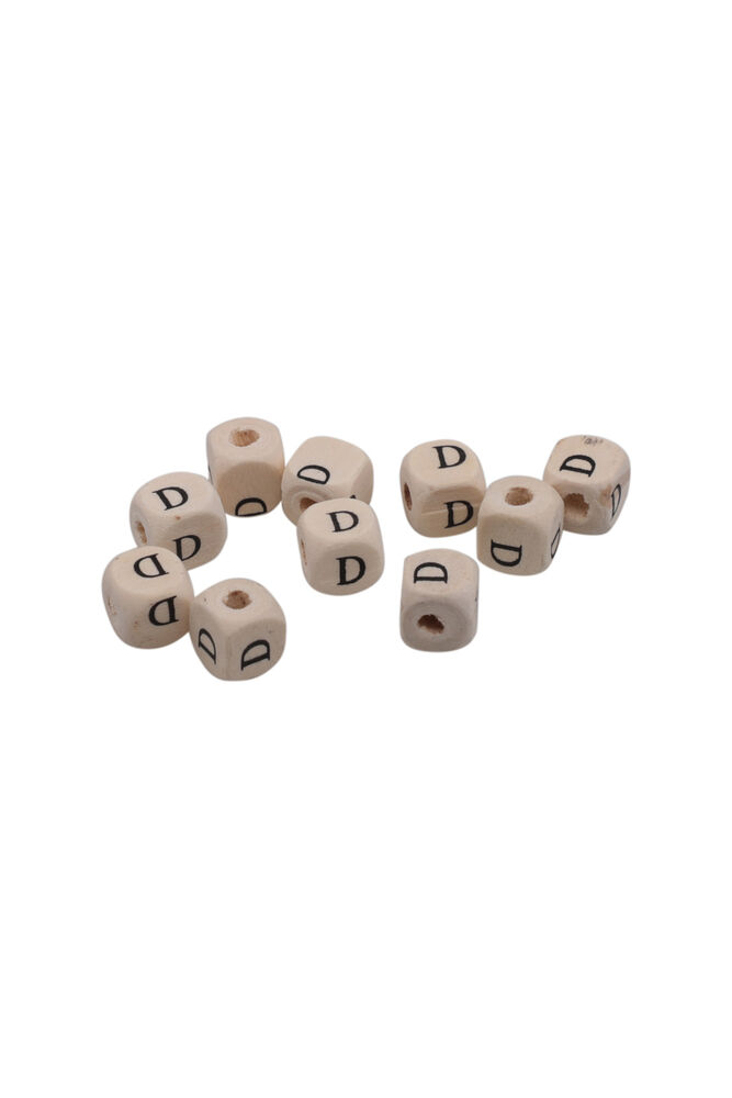 Harf Ahşap Boncuk 10 mm 10 Adet | D