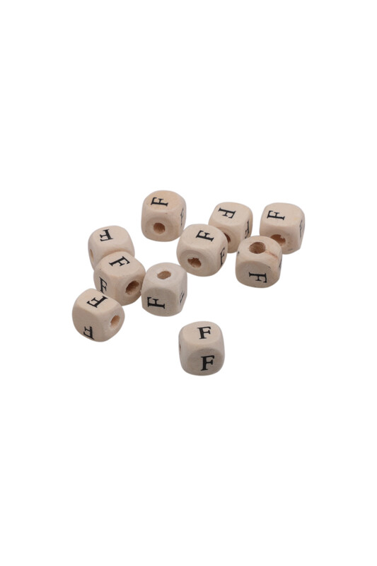 SİMİSSO - Harf Ahşap Boncuk 10 mm 10 Adet | F