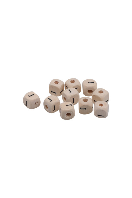 SİMİSSO - Harf Ahşap Boncuk 10 mm 10 Adet | J