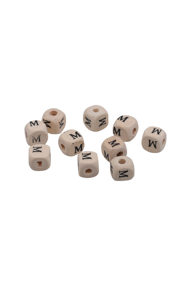 Harf Ahşap Boncuk 10 mm 10 Adet | M
