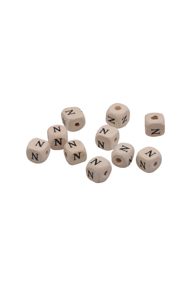 Harf Ahşap Boncuk 10 mm 10 Adet | N