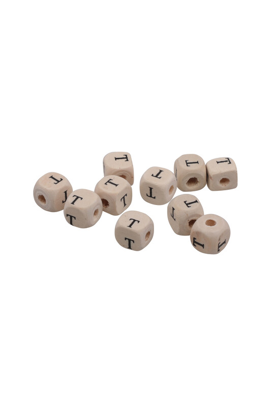 SİMİSSO - Harf Ahşap Boncuk 10 mm 10 Adet | T