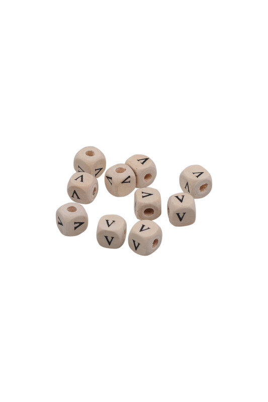 SİMİSSO - Harf Ahşap Boncuk 10 mm 10 Adet | V