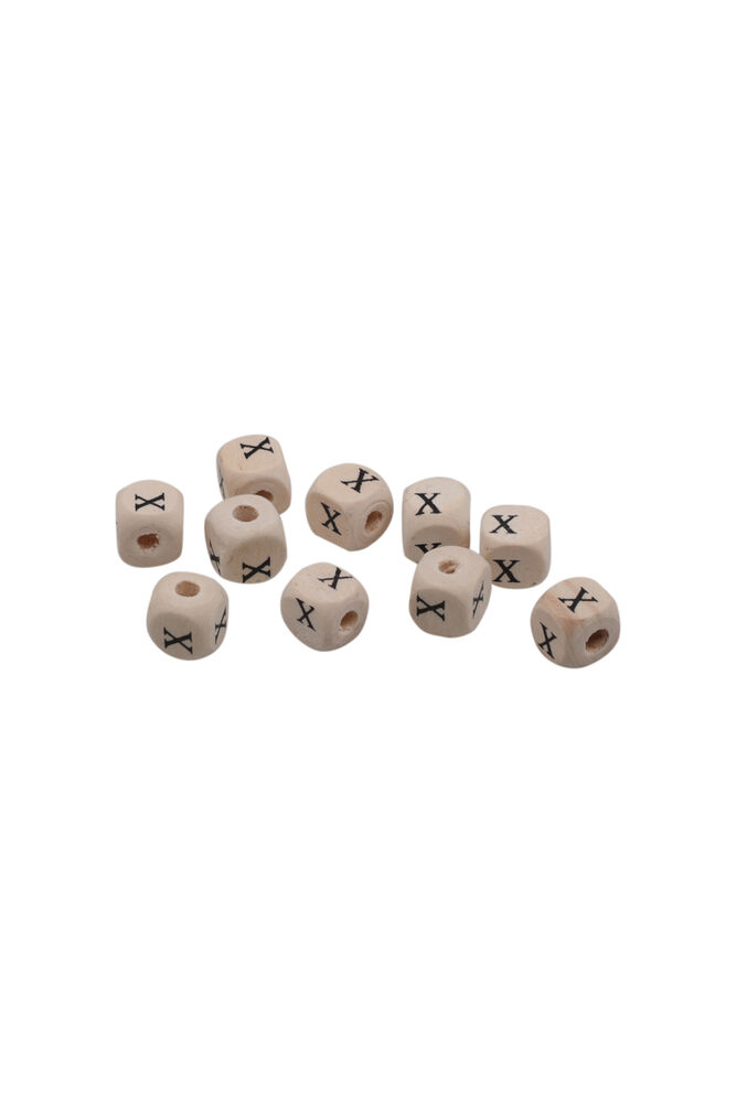 Harf Ahşap Boncuk 10 mm 10 Adet | X