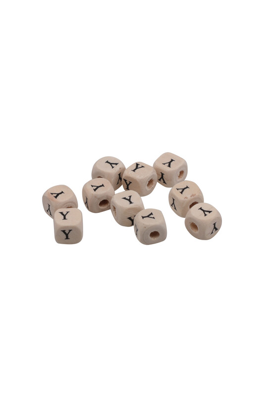 SİMİSSO - Harf Ahşap Boncuk 10 mm 10 Adet | Y