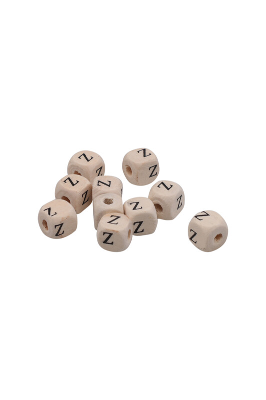 SİMİSSO - Harf Ahşap Boncuk 10 mm 10 Adet | Z