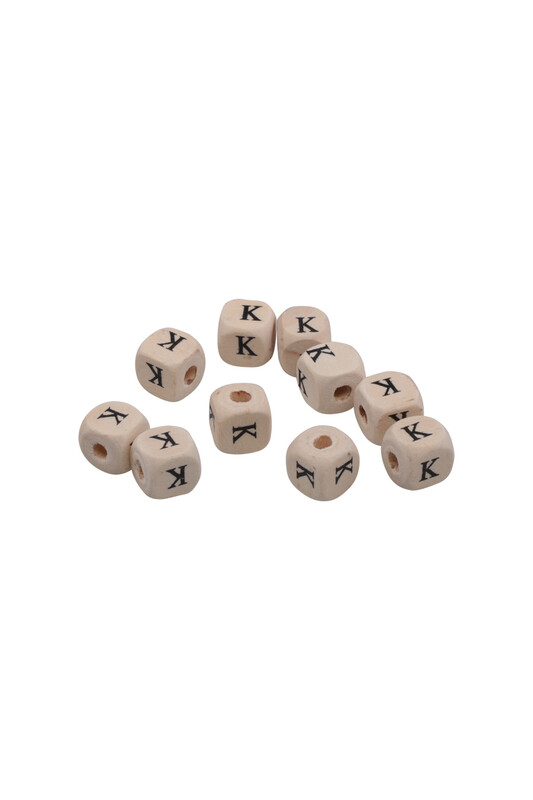 SİMİSSO - Harf Ahşap Boncuk 10 mm 10 Adet | K