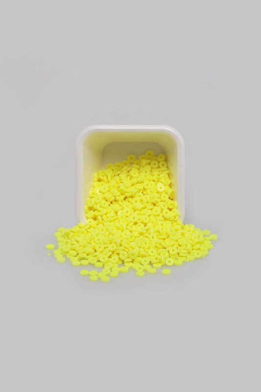 SİMİSSO - Yuvarlak Hamur Fimo Boncuk 4 mm | Neon Sarı