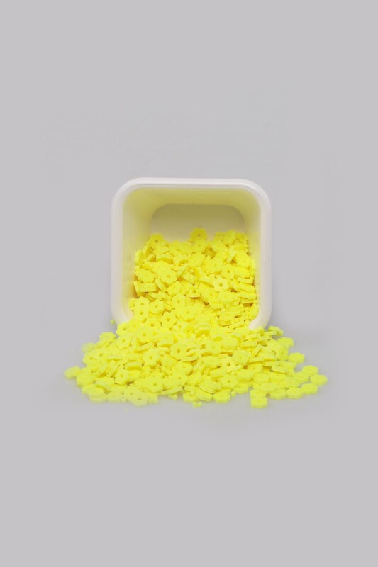 SİMİSSO - Çiçek Hamur Fimo Boncuk 4 mm | Neon Sarı
