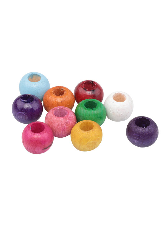 SİMİSSO - Ahşap Boncuk Renkli 12 mm 10 Adet