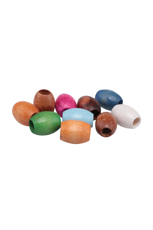 SİMİSSO - Ahşap Boncuk Renkli 20 mm 10 Adet