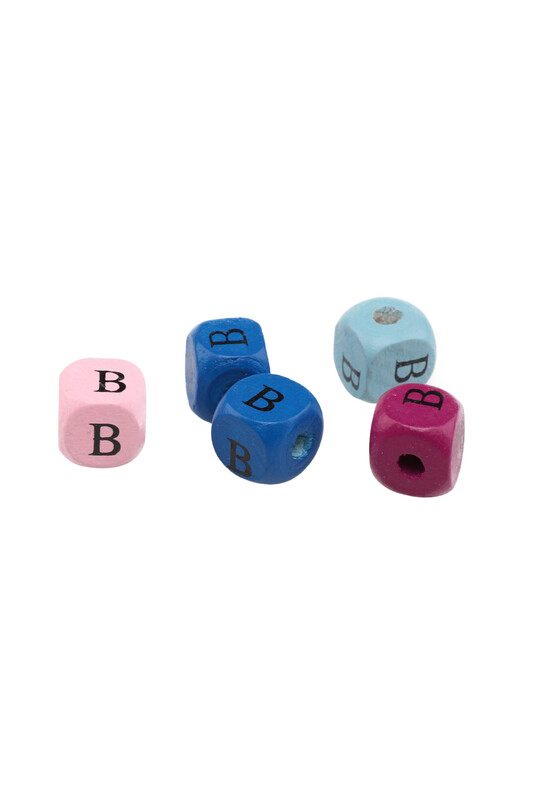 SİMİSSO - Renkli Ahşap Harf Boncuk 5'li 10 mm B