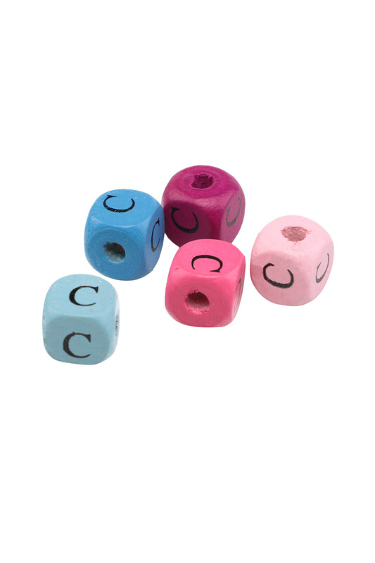 SİMİSSO - Renkli Ahşap Harf Boncuk 5'li 10 mm C