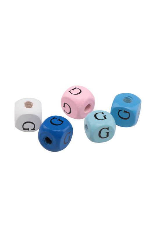 SİMİSSO - Renkli Ahşap Harf Boncuk 5'li 10 mm G