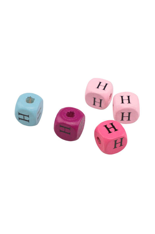 SİMİSSO - Renkli Ahşap Harf Boncuk 5'li 10 mm H