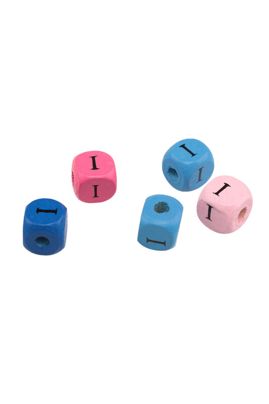 SİMİSSO - Renkli Ahşap Harf Boncuk 5'li 10 mm I