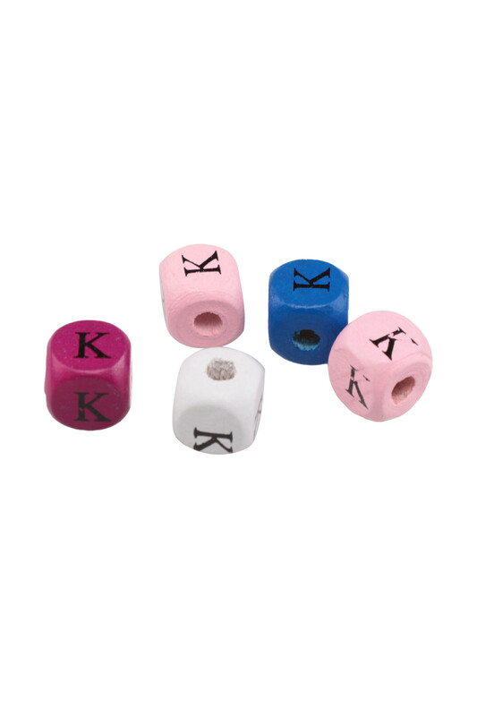 SİMİSSO - Renkli Ahşap Harf Boncuk 5'li 10 mm K
