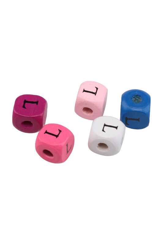 SİMİSSO - Renkli Ahşap Harf Boncuk 5'li 10 mm L
