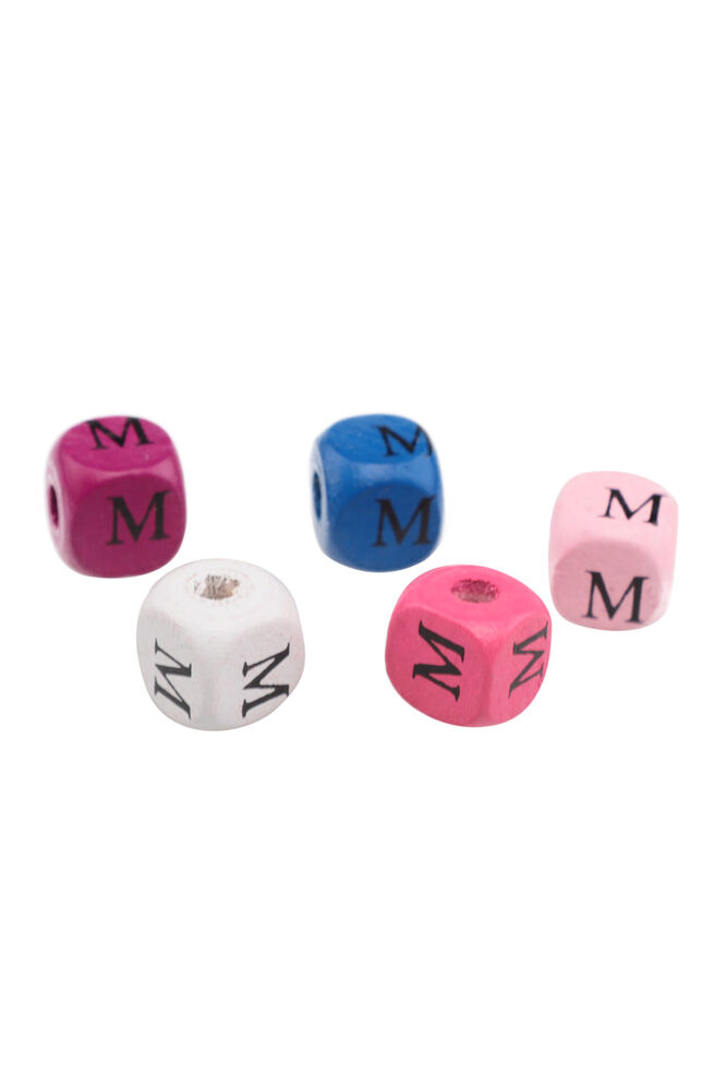 Renkli Ahşap Harf Boncuk 5'li 10 mm M