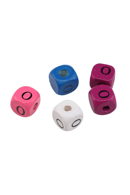 SİMİSSO - Renkli Ahşap Harf Boncuk 5'li 10 mm O