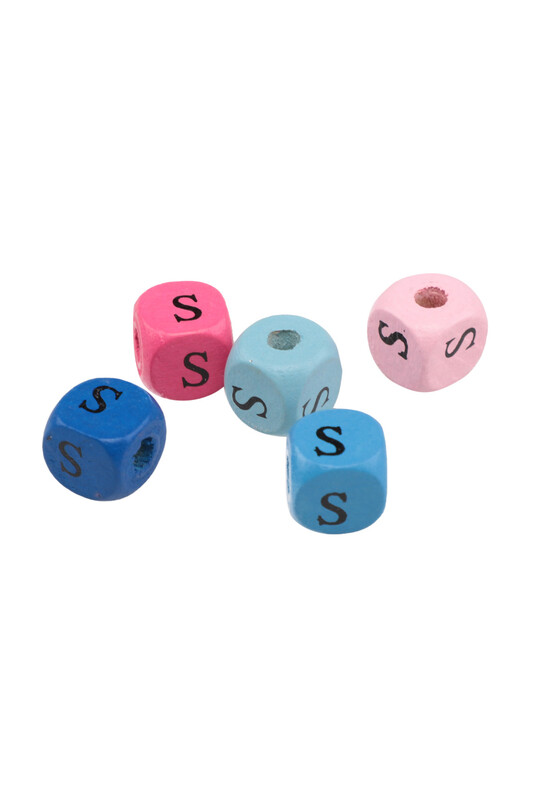 SİMİSSO - Renkli Ahşap Harf Boncuk 5'li 10 mm S