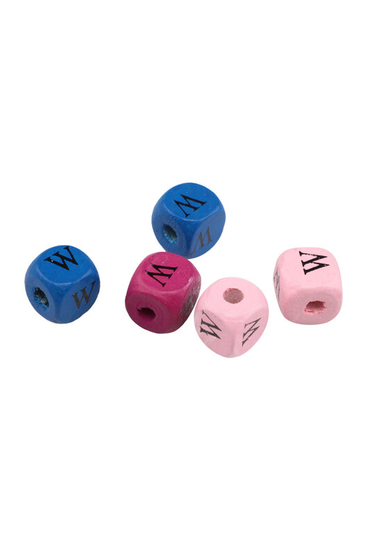 SİMİSSO - Renkli Ahşap Harf Boncuk 5'li 10 mm W