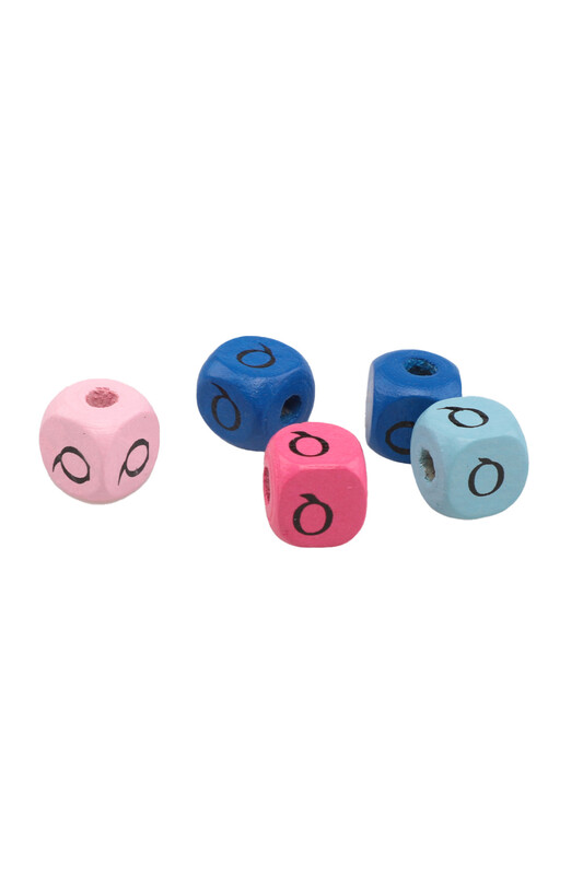 SİMİSSO - Renkli Ahşap Harf Boncuk 5'li 10 mm Q