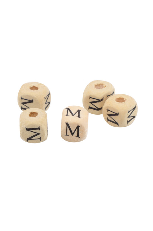 SİMİSSO - Ahşap Harf Boncuk 5'li 9mm M