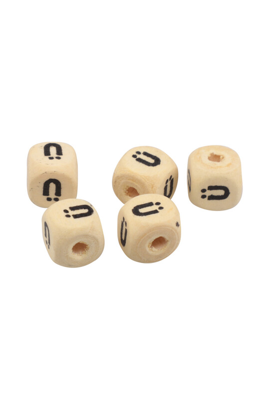 SİMİSSO - Ahşap Harf Boncuk 5'li 9mm Ü
