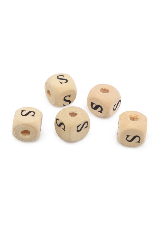 SİMİSSO - Ahşap Harf Boncuk 5 li 9 mm S