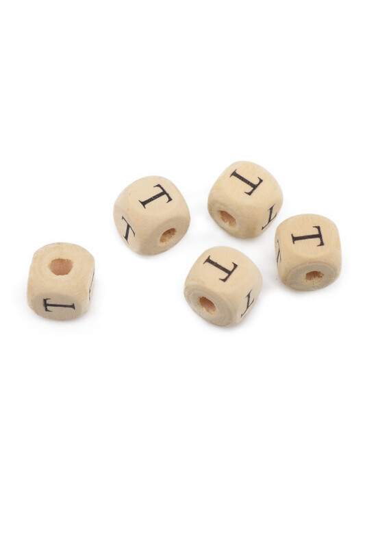SİMİSSO - Ahşap Harf Boncuk 5'li 9mm T