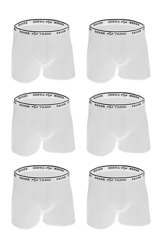 SEHER YILDIZI - Seher Yıldızı Man Elastic Boxer 0060 6 Pack | White