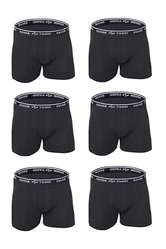 SEHER YILDIZI - Seher Yıldızı Man Elastic Boxer 0060 6 Pack | Black