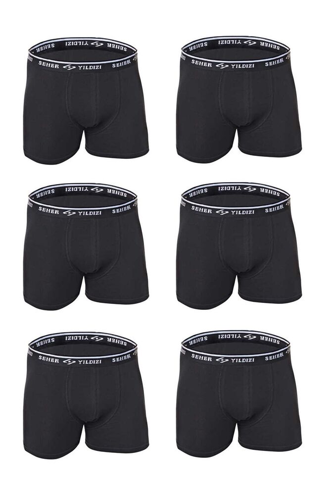 Seher Yıldızı Man Elastic Boxer 0060 6 Pack | Black