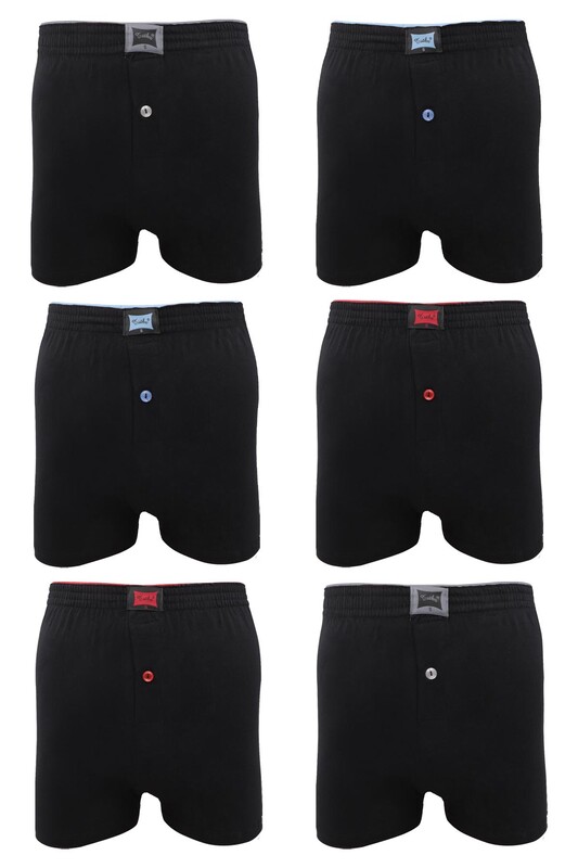 Tutku Cotton Plain Boxer 117 6 Pack | Black - Thumbnail