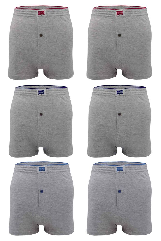 Tutku Combed Plain Boxer 117 6 Pack | Grey