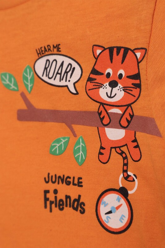 Baskılı Erkek Çocuk Şortlu Takım 123054 | Turuncu - Thumbnail