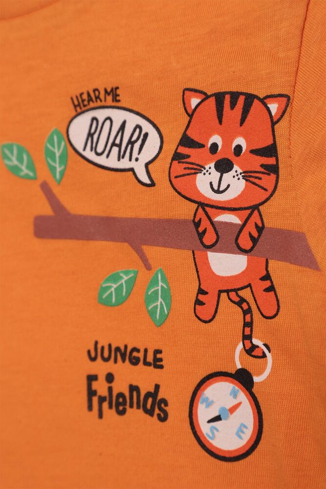 Baskılı Erkek Çocuk Şortlu Takım 123054 | Turuncu Baskılı Erkek Çocuk Şortlu Takım 123054 | Turuncu