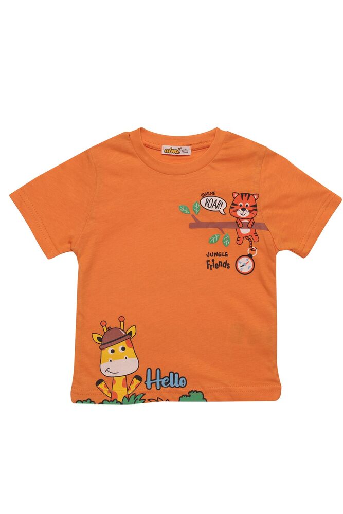 Baskılı Erkek Çocuk Şortlu Takım 123054 | Turuncu Baskılı Erkek Çocuk Şortlu Takım 123054 | Turuncu