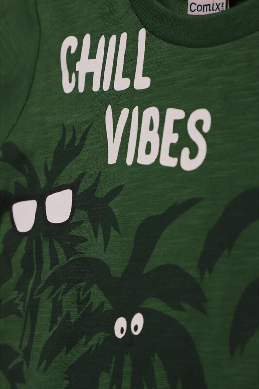 Baskılı Erkek Çocuk Şortlu Takım 519 | Yeşil - Thumbnail