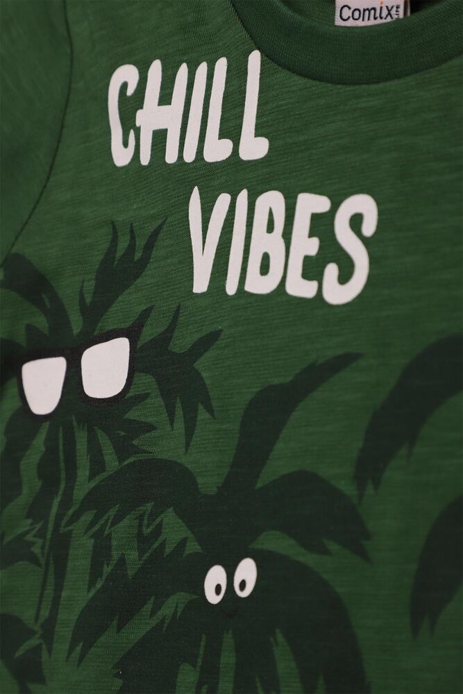 Baskılı Erkek Çocuk Şortlu Takım 519 | Yeşil Baskılı Erkek Çocuk Şortlu Takım 519 | Yeşil